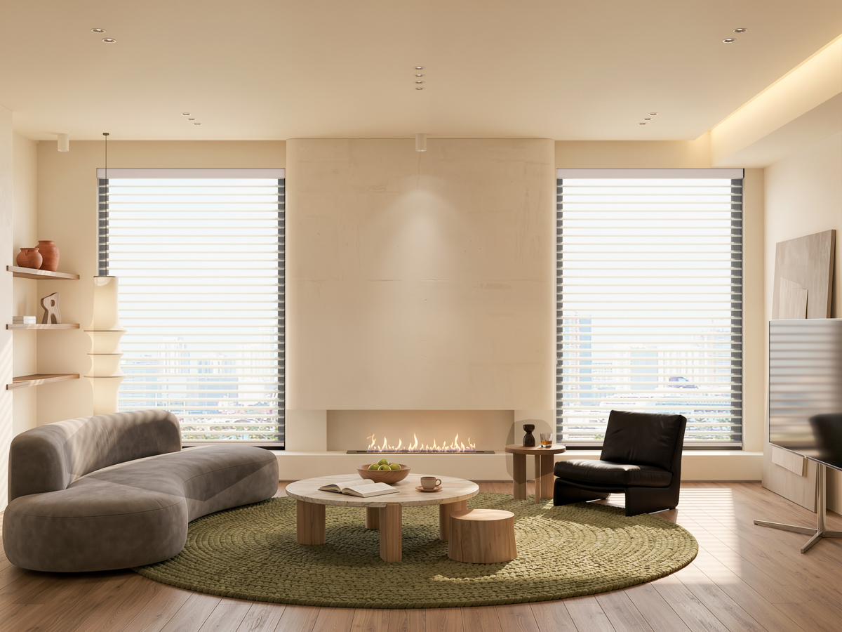 Motorised sheer horizontal blinds